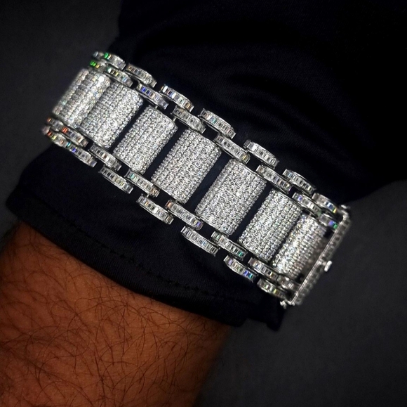 24ct Solid Sterling Silver 925 Bracelet Very Nice Big Heavy Custom - Picture 3 of 9